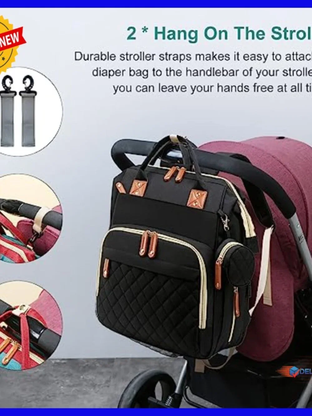 Waterproof Diaper Backpack with Changing Station USB Charging Port